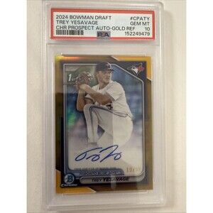 2024 Bowman Chrome Draft  Trey Yesavage Auto True Gold 24/50 PSA 10